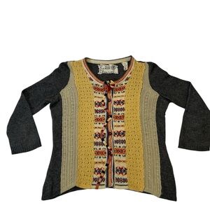 ANTHROPOLOGIES Field Flower Rove Wander Cardigan Sweater Lambswool Angora Size M